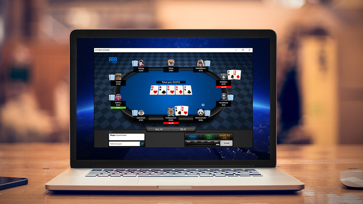 888 Poker auf Laptop