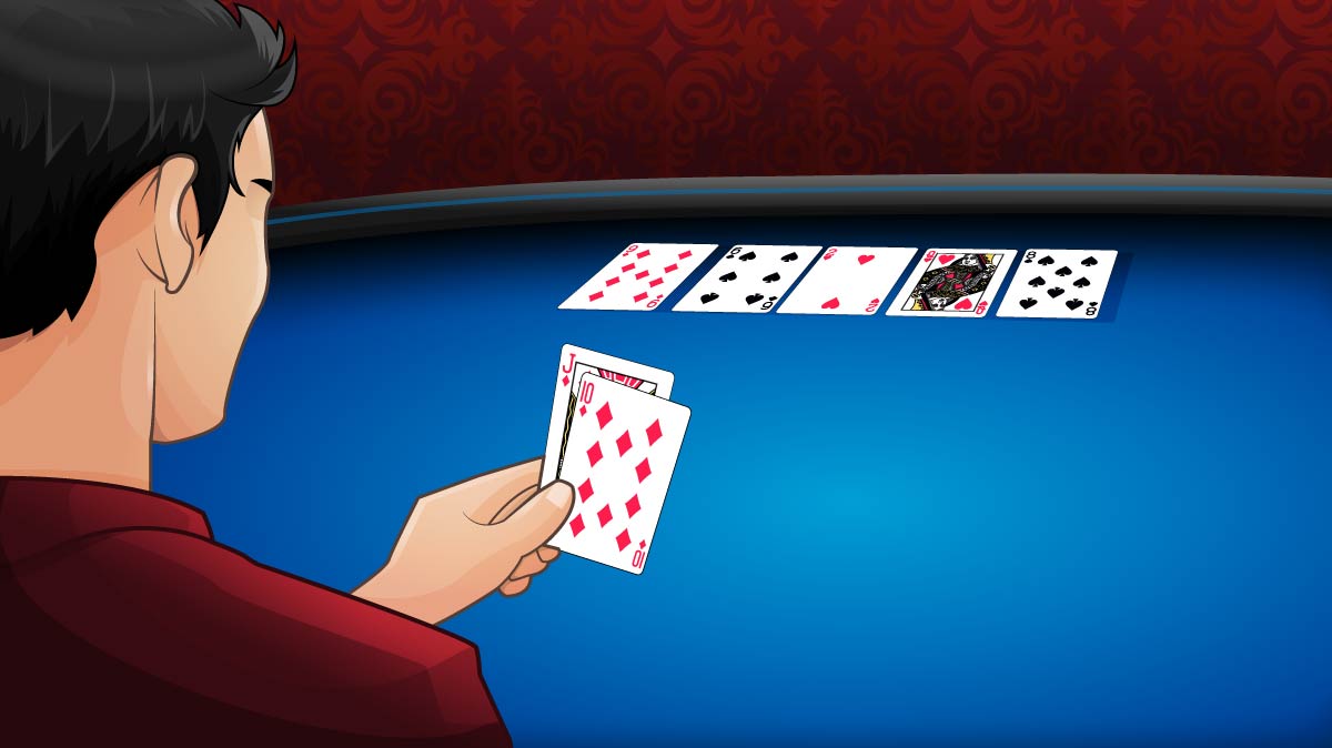 Pokerspieler mit Jd10d auf der Hand